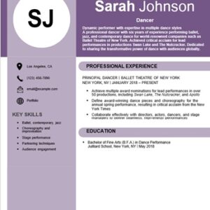 Dancer resume example