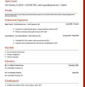 Agile coach resume