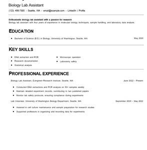 Biology lab assistant