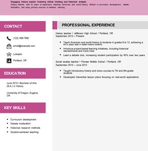 History teacher resume